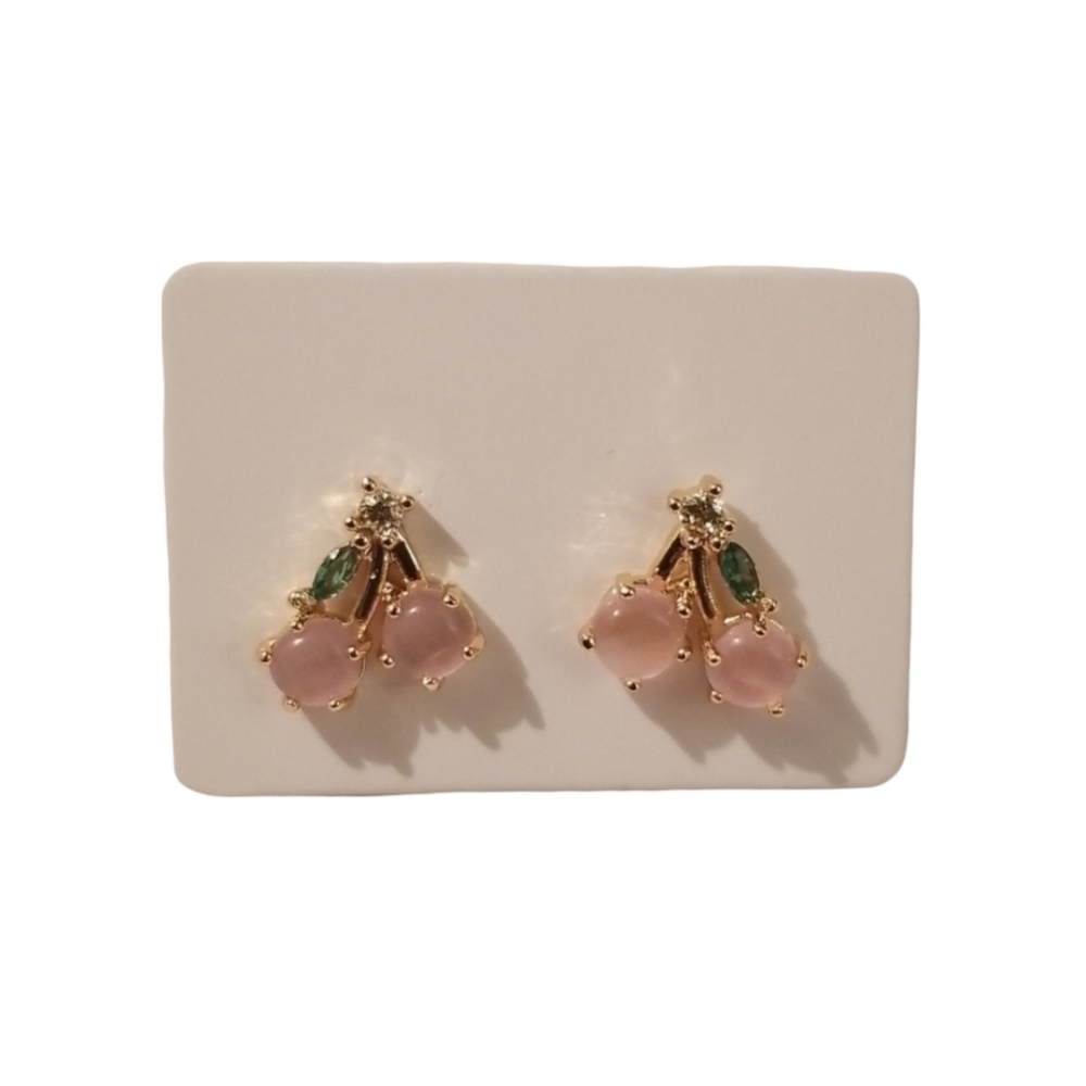 Cubic Zirconia Cherry Studs